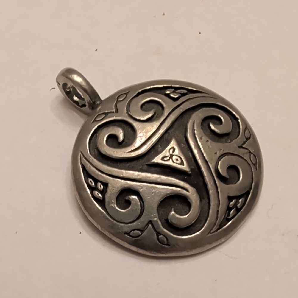 Triskele Shield Silver Tone Pendant - Picture 4 of 4
